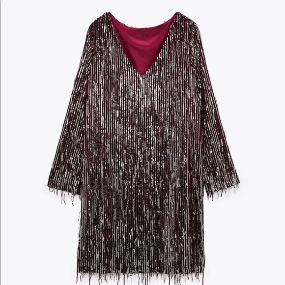 ZARA FRINGED SEQUIN DRESS - Picture 13 of 14